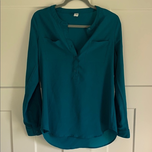 {Old Navy} Teal Women's Button-Up Blouse - Picture 2 of 4